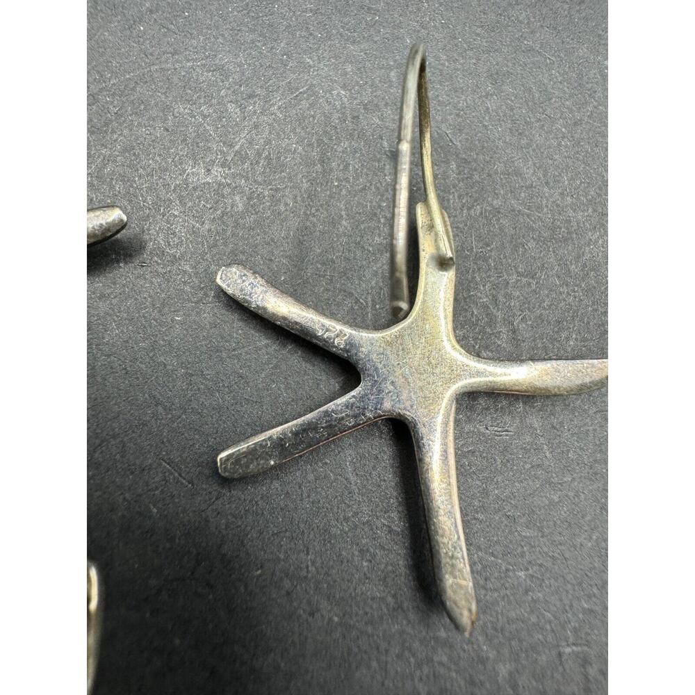 Vintage 925 Sterling Silver Starfish Pendant & Dangle Drop Earrings Jewelry Set - Picture 6 of 7